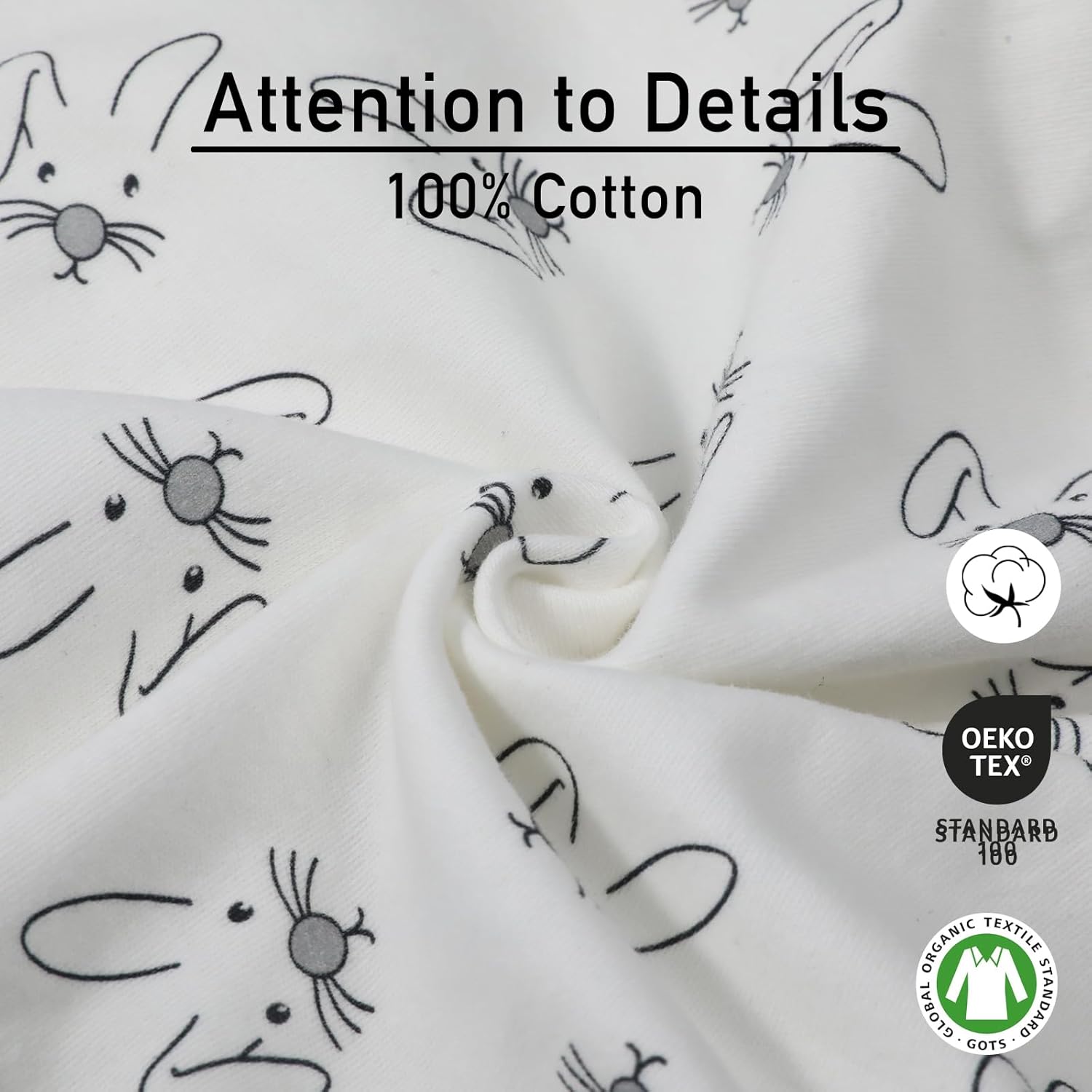 GLLQUEN BABY 3 Pack Newborn Swaddle - Baby Swaddle 0-3 Months for Baby Boys and Grils, Adjustable Sleep Sack for Newborns, Stripes & Bunnies, Swaddling Blankets