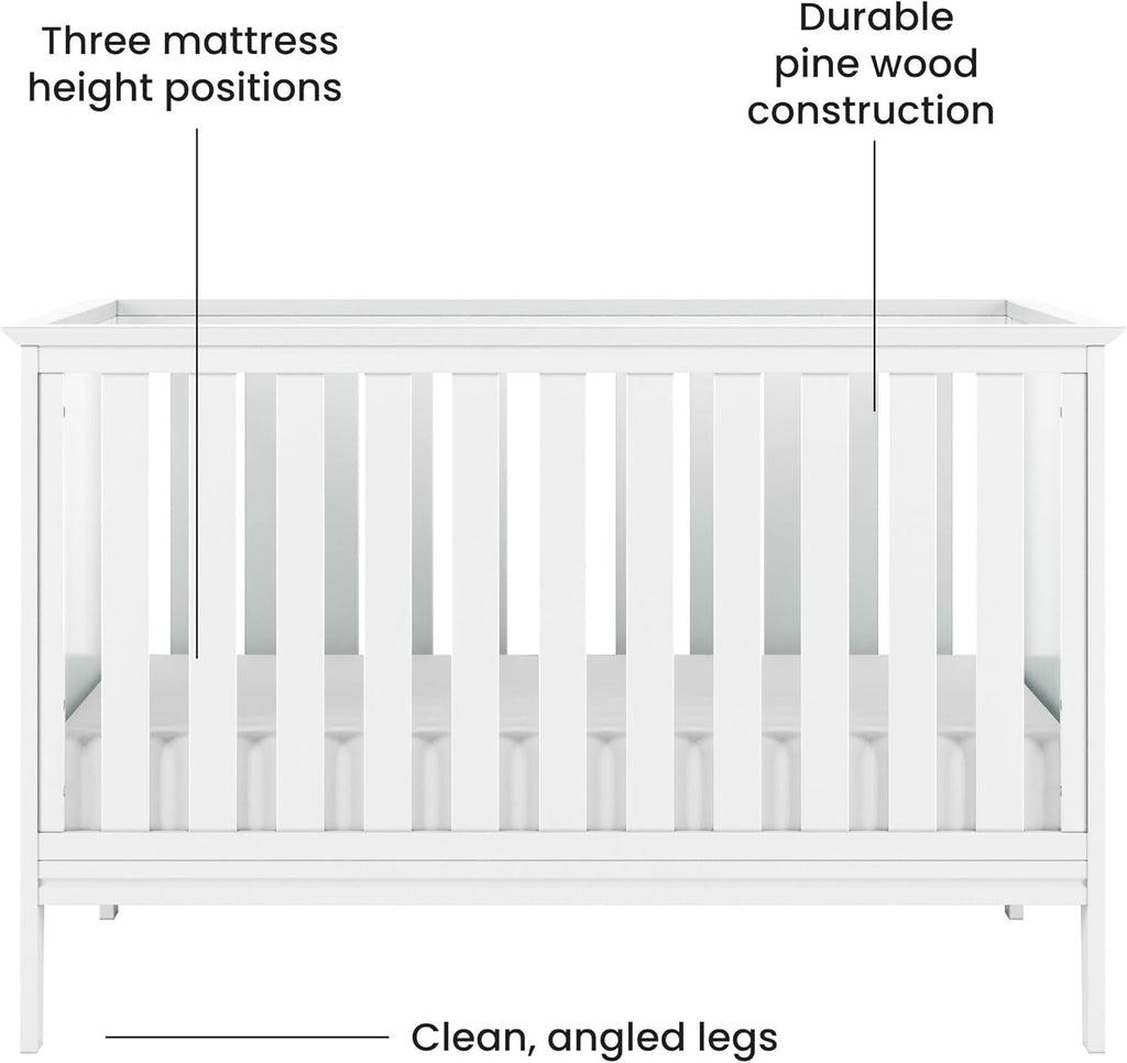 Child Craft Atwood 3-in-1 Convertible Crib, Baby Crib Converts to Day Bed, Toddler Bed, 3 Adjustable Mattress Positions, Non-Toxic, Baby Safe Finish (Matte White)