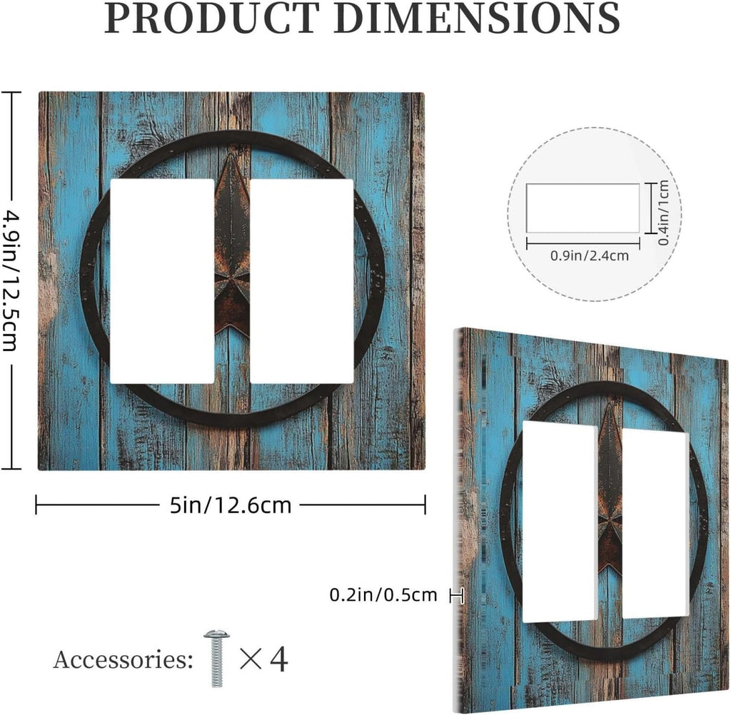 Decorative Outlet Covers Rustic Wood Country Barn Texas Star On Teal 2 Gang Double Gfci Rocker Electrical Wall Panels Light Switch Cover Plate For Farmhouse Cabin Decor