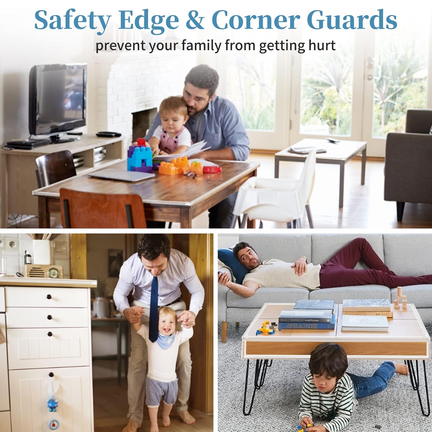 Edge Protector Baby Proofing Corner Protectors Clear Corner Guards Silicone Child Safety Edge Covers Bumper for Table, Cabinets, Crib, 6.6 ft x 1.2 inch Sharp Edge Protector with 4 Pack Corner Guards