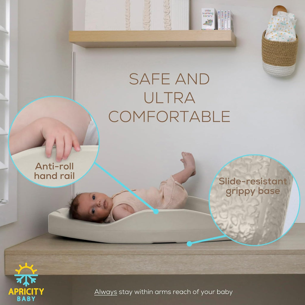 Apricity Baby Changing Pod- Beige -Waterproof Non-Slip Changing Pad Easy-to-Clean Diaper Changing Station for Dresser Tops Large Portable Wipeable Changing Pad for Newborns to Toddlers Diaper Changer