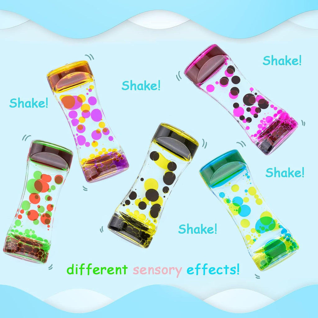 Liquid Motion Bubbler Pack of 8 Liquid Bubbler Timers Relaxing Calming Fidget Toys for Sensory Play,Colorful Hourglass for Autism ADHD,Cool Desktop Decor,Nice Gift Idea