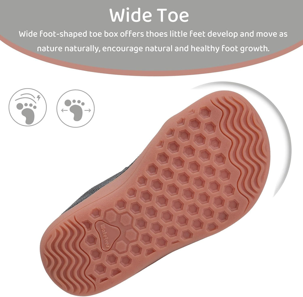 WateLves Toddler Little Kids Wide Barefoot Shoes The First Walking Shoes Girls Boys Breathable Zero Drop Minimalist Sneakers with Wide Toe Box Natural to Grow