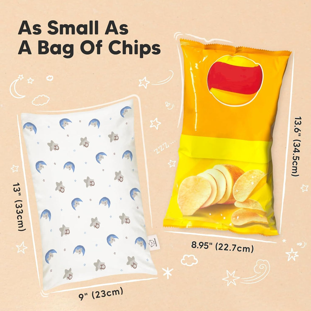 Mini Toddler Pillow with Pillowcase - 9x13 My Little Dreamy Travel Kids Pillow for Sleeping, Toddler Bed, Small, Tiny, Organic Cotton Pillowcase, Soft & Breathable, Kids 2-4 Years Old(Space Drift)