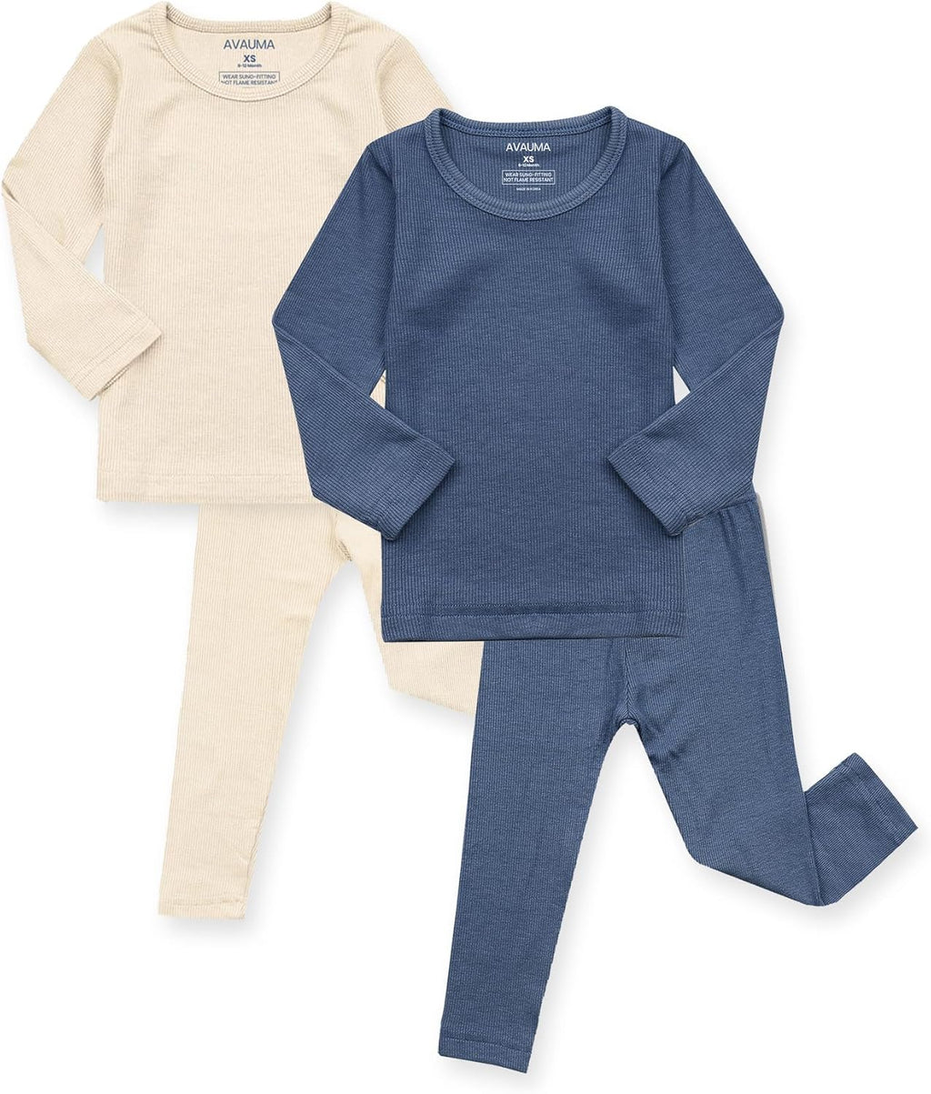 AVAUMA Baby Boys Girls Pajama Set Kids Toddler Snug fit Ribbed Sleepwear pjs for Daily Life Style