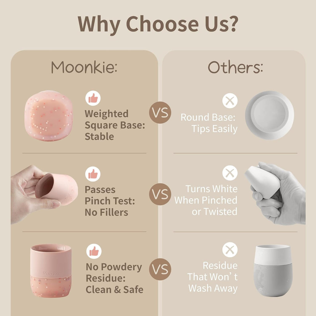 Moonkie Silicone Baby Cup 4 Months+ | Open Training Drinkware for Infants with Confetti Sprinkles | Baby-Led Weaning Essential | 2 oz (Ether, 1 Pack)