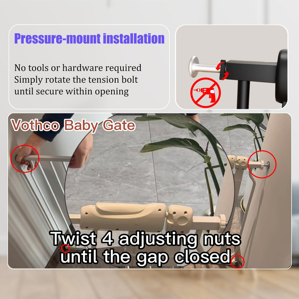 Extra Wide 76.4-81 Inch Large Baby Gates for Stairs, Doorways - No Drilling, Pressure Mounted Pet Gates for Kids & Dogs