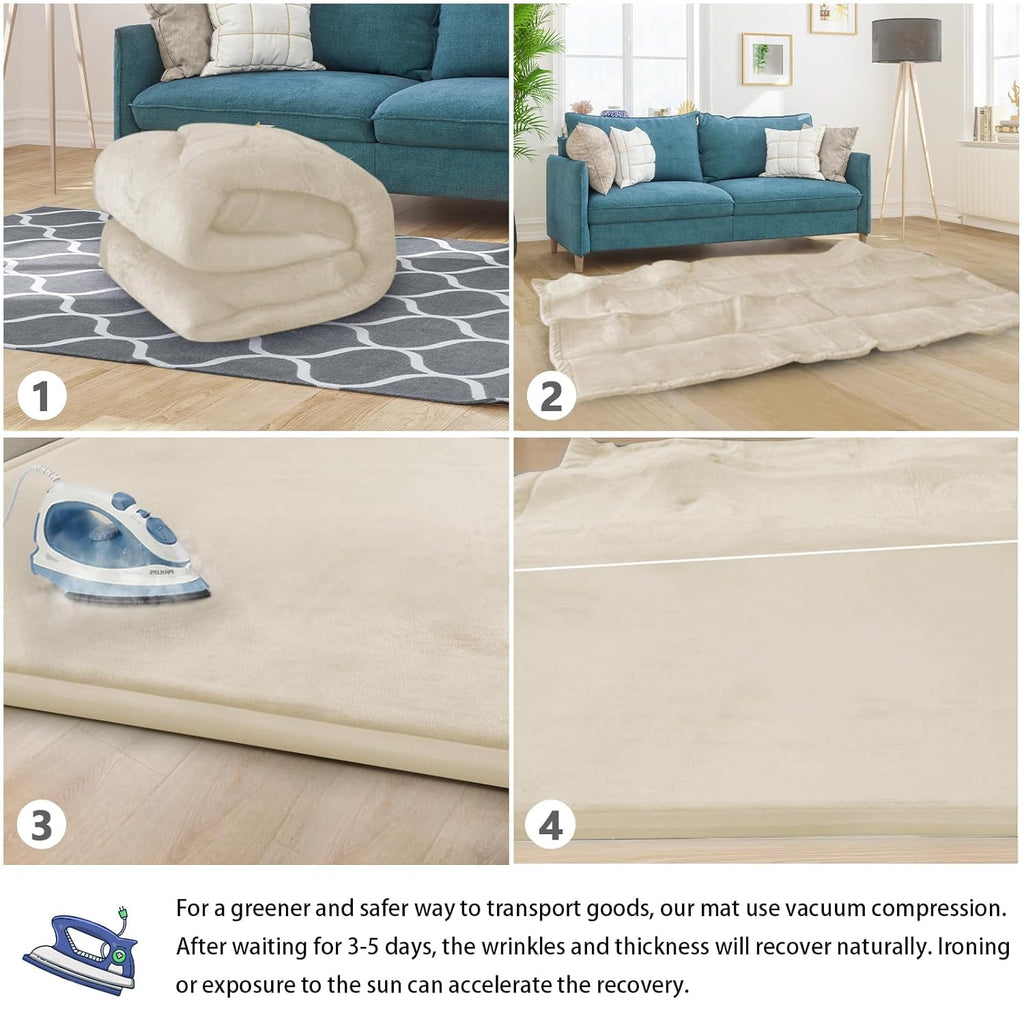 Baby Play Mat for Floor Tummy Time Nursery Rug Muscle Mat Area Playroom Rug Tatami 50 * 50" Memory Foam 1.3" Thick Crawling Mat For Babies,Toddlers, Infants, Kids(Beige)