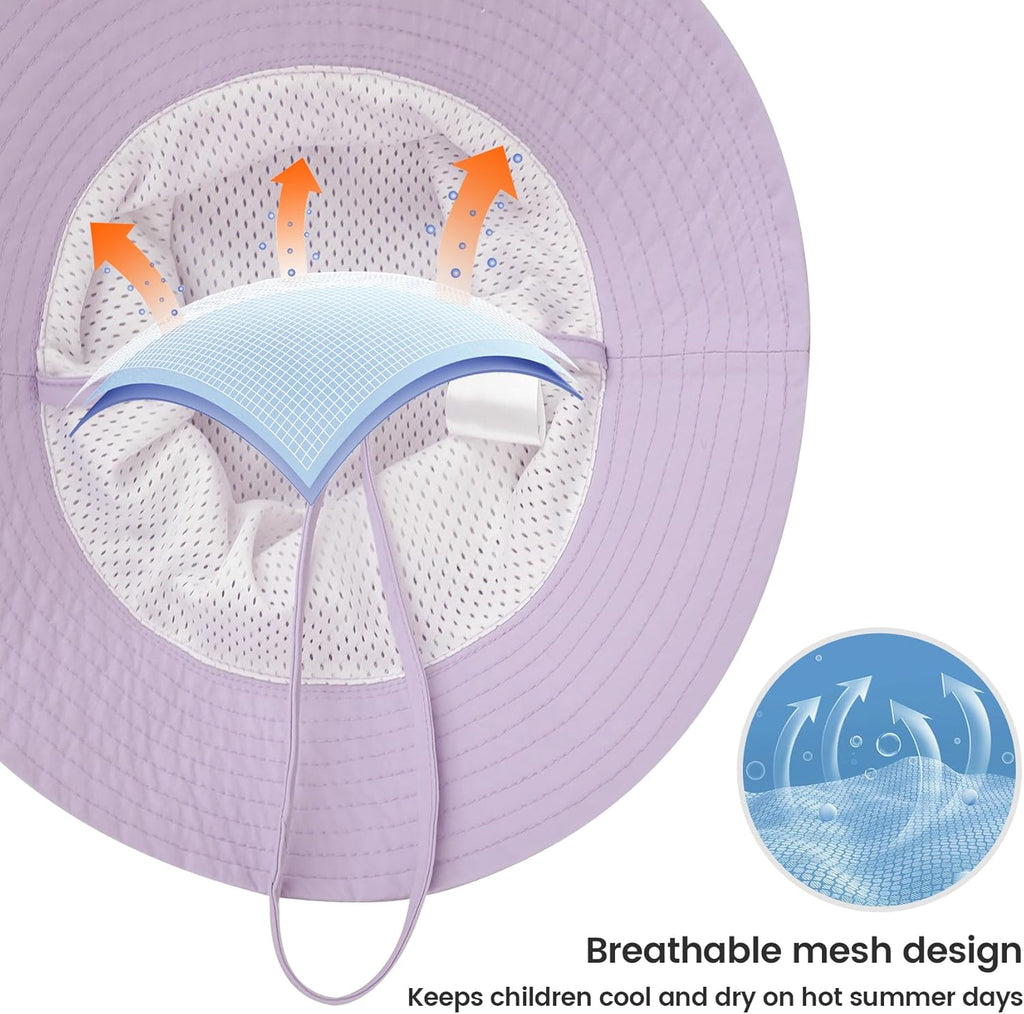 Baby Sun Hat 0-6 Years Toddler Boys Girls Adjustable Bucket Hats Kids Bucket Hats UPF 50+ Wide Brim Beach Swim Pool