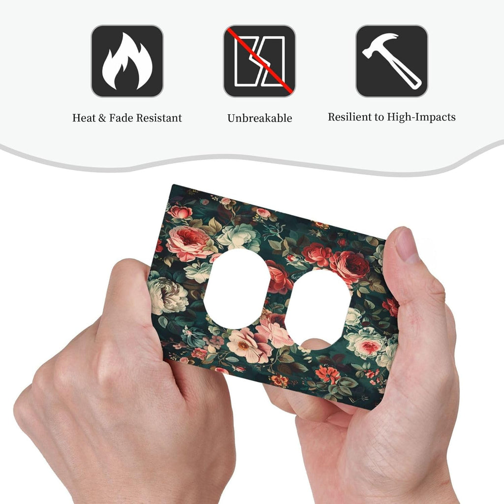 Outlet Covers Baroque Vintage Peony Flower Floral 1 Gang Duplex Wall Plate Decorative Switch Plates Electrical Receptacle Faceplate Light Switch Cover for Bedroom Farmhouse Decor