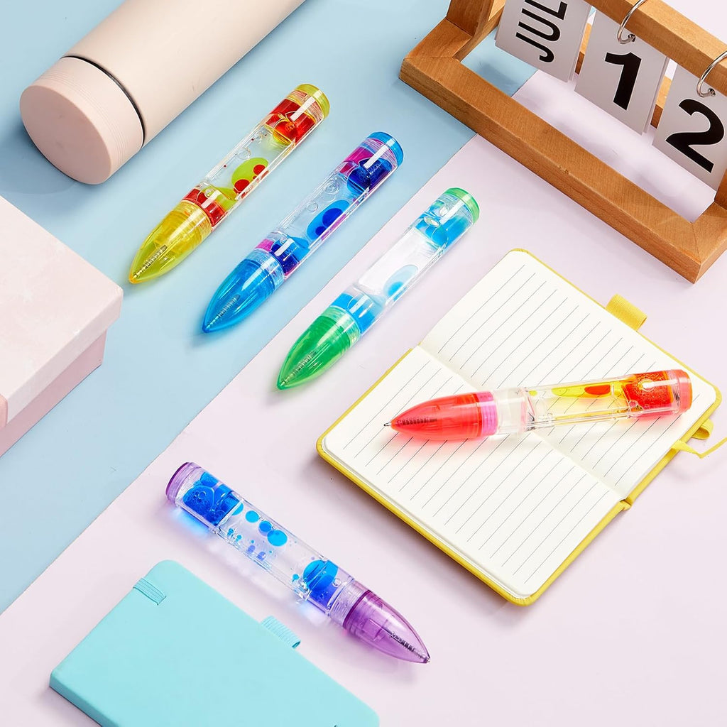 10 Pcs Liquid Motion Bubbler Pens Colorful Hourglass Bubbler Toy Liquid Pen Novelty Sensory Pen Fun Fidget Timer Pens for Adults Home Stress and Anxiety Relief School Classroom Gifts