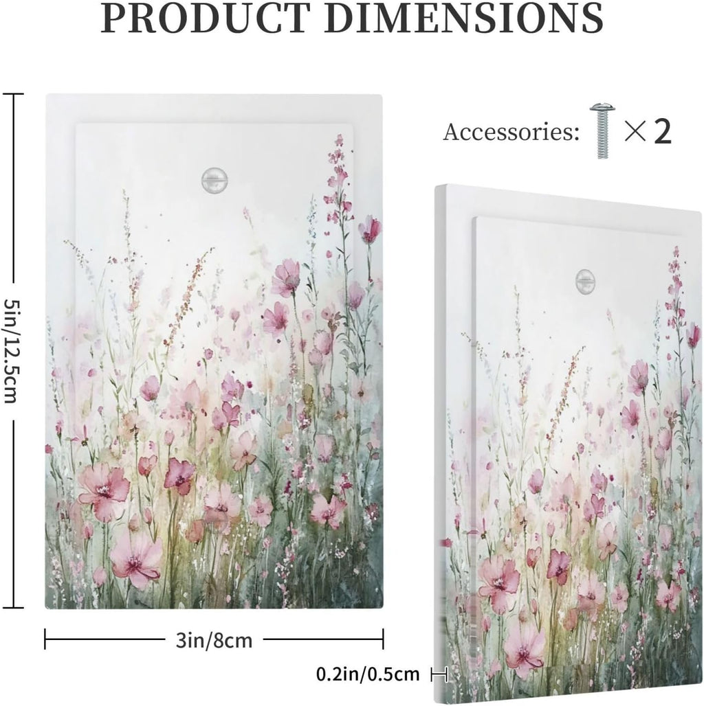 Light Switch Cover Plate Wildflower Botanical Watercolor Floral 1 Gang No Device Blank Electrical Wall Plates Faceplate Decorative Switch Plate For Bed Room Living Room Decor