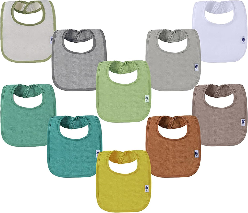 SPINFOX Waterproof Baby Bibs for Girls, Boy, Unisex Drool Bib Cotton Solid Knit Infant Feeding Bibs