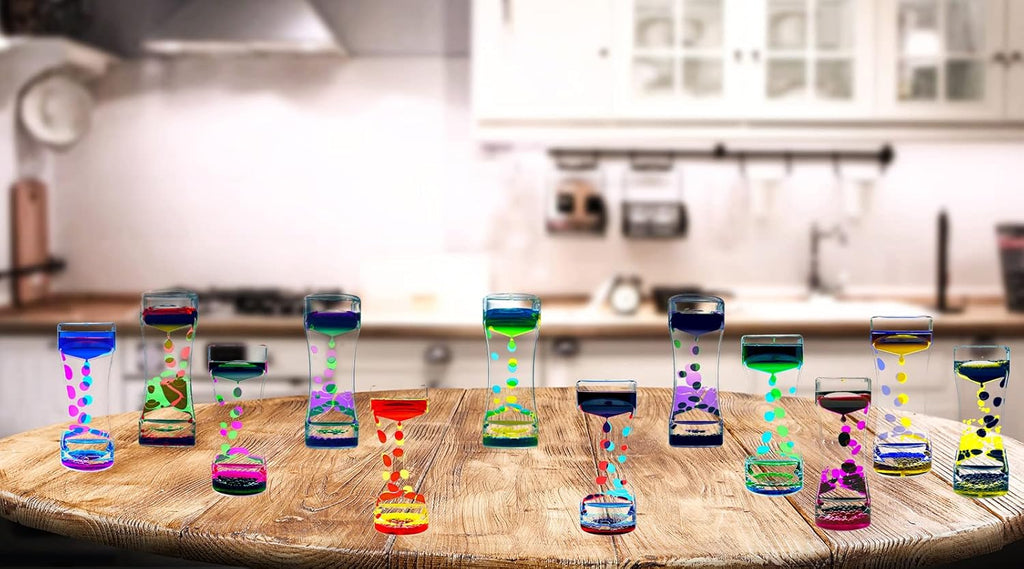 1 Pack Liquid Motion Bubbler Timer Sensory Toys for Relaxation, Water Timer Fidget Toy for All Age, Motion Bubble Sensory Toy Play for Office Home Blue & Green