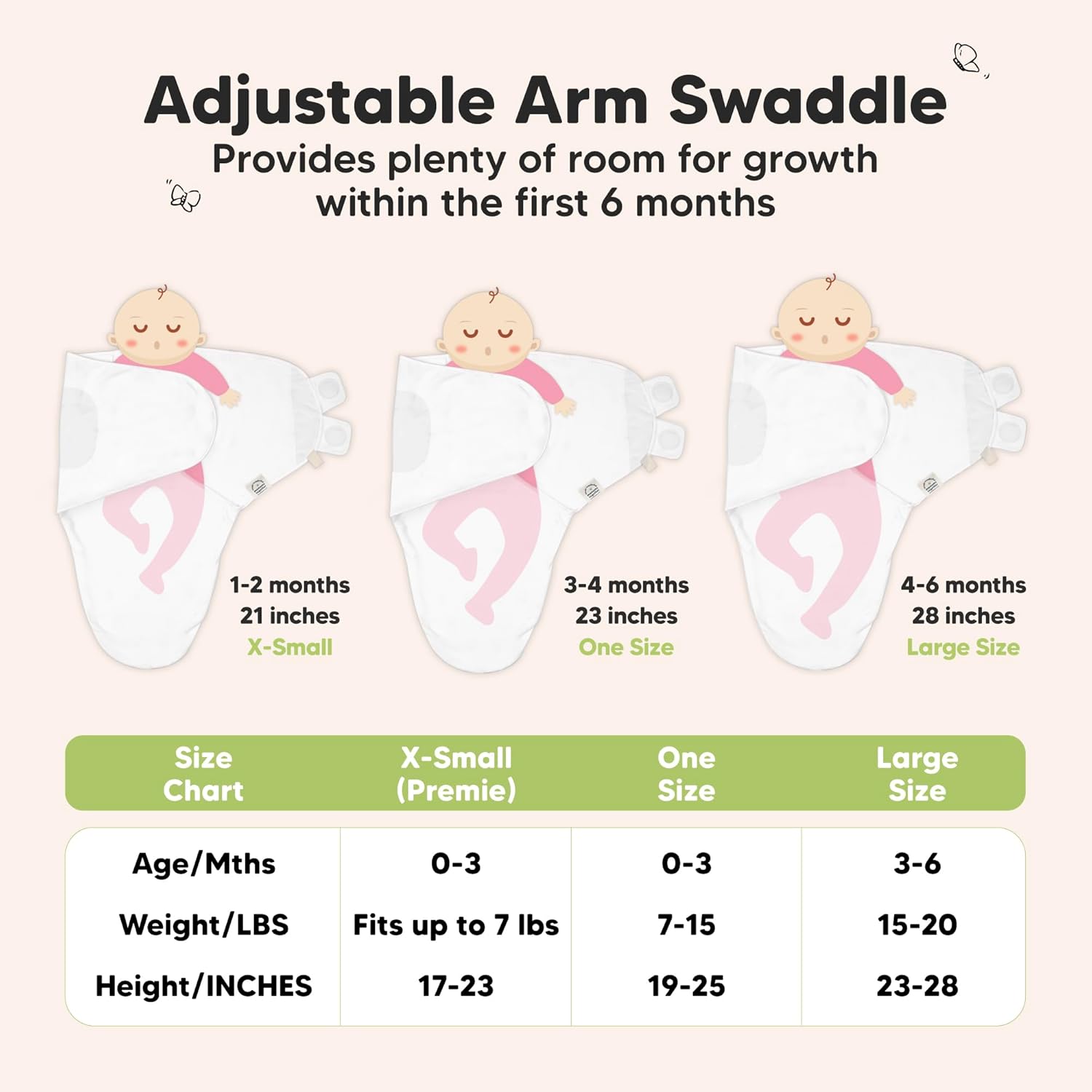 3-Pack Organic Baby Swaddle Sleep Sacks - Swaddles for Newborns, Infant 0-3 Months, Baby Girls, Boys, Soft & Snug Newborn Sleep Sack, Nursery Swaddling Blankets (Cloud, XS)