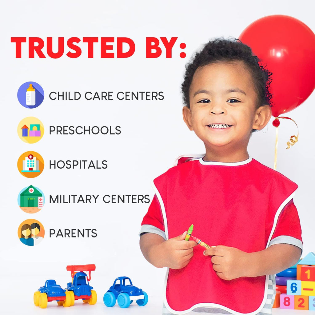 Large Waterproof Bibs Primary Collection - 4pk, 12pk, 48pk