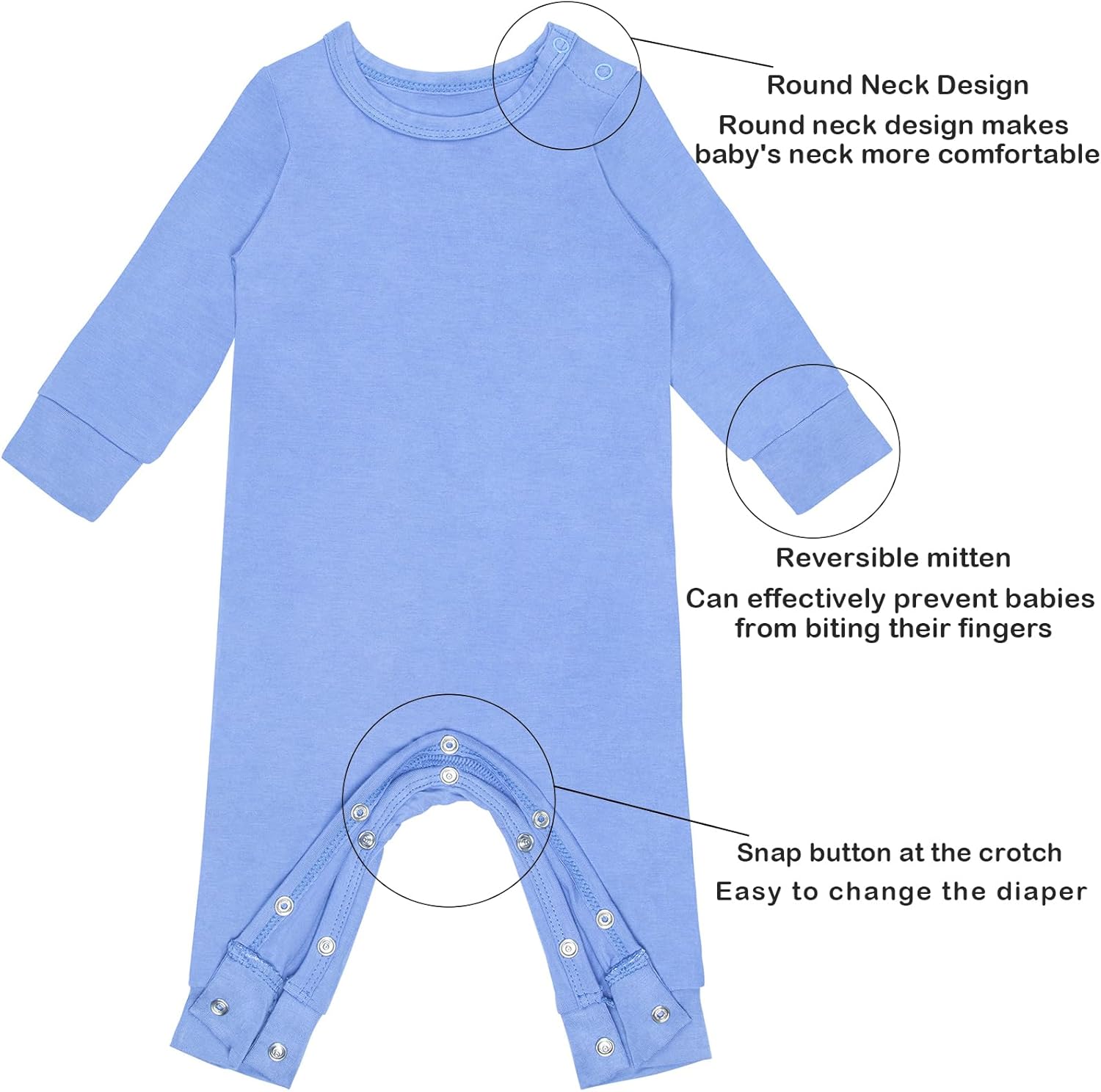 GUISBY Rayon Baby Pajamas, Long Sleeve with Snap Closure Pajamas Sleepers