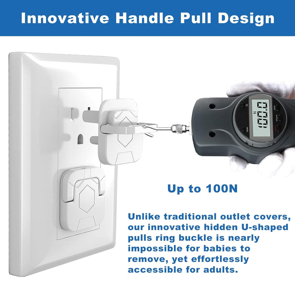 Outlet Covers Baby Proofing Plug - 60 Pack Socket Safety Plug Covers Electrical Outlets Cover Child Proof Protectors for Kids Home Safety 3-Prong Square with Handle Pull White Baby Essentials Items