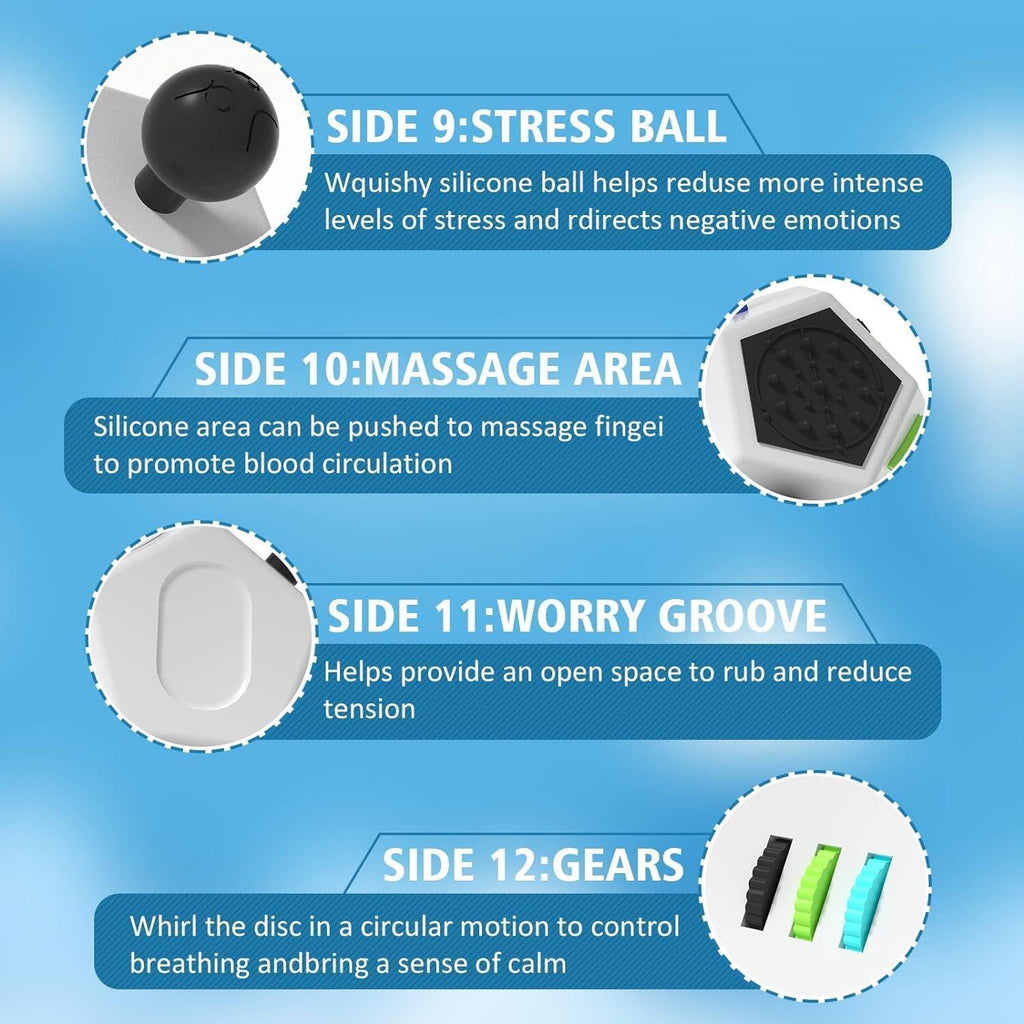 Fidget Dodecagon –12-Side Fidget Toys Cube Relieves Stress and Anxiety Anti Depression Cube for Children and Adults with Autism (A2 White)