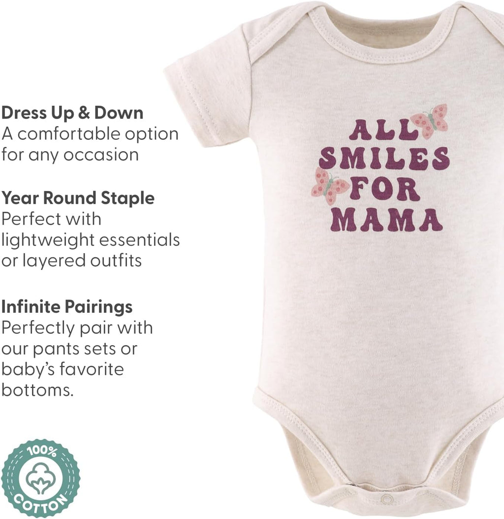 The Peanutshell Baby Girl Short Sleeve Bodysuits - 100% Cotton Infant Outfits, 0-24 Months - Rainbow Safari