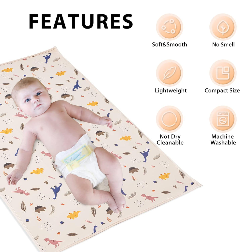 Vegan Leather Baby Changing Mat - Wipeable Portable Changing Pad, Foldable Travel Changing Mat for Baby, Newborns Toddlers Shower Gifts (Dinosaur,20"*28")