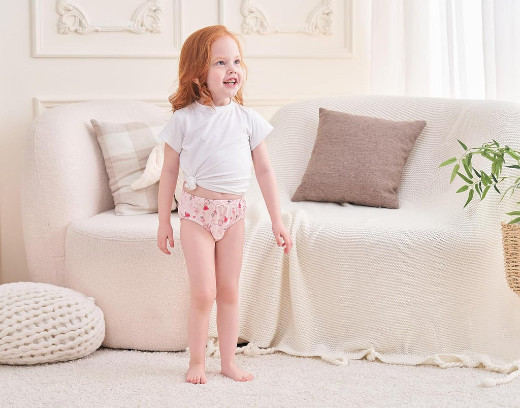 CHUNG Toddlers Little Girls Cotton Briefs Panties Pack of 5/6 Print Underwear 2T-10Years