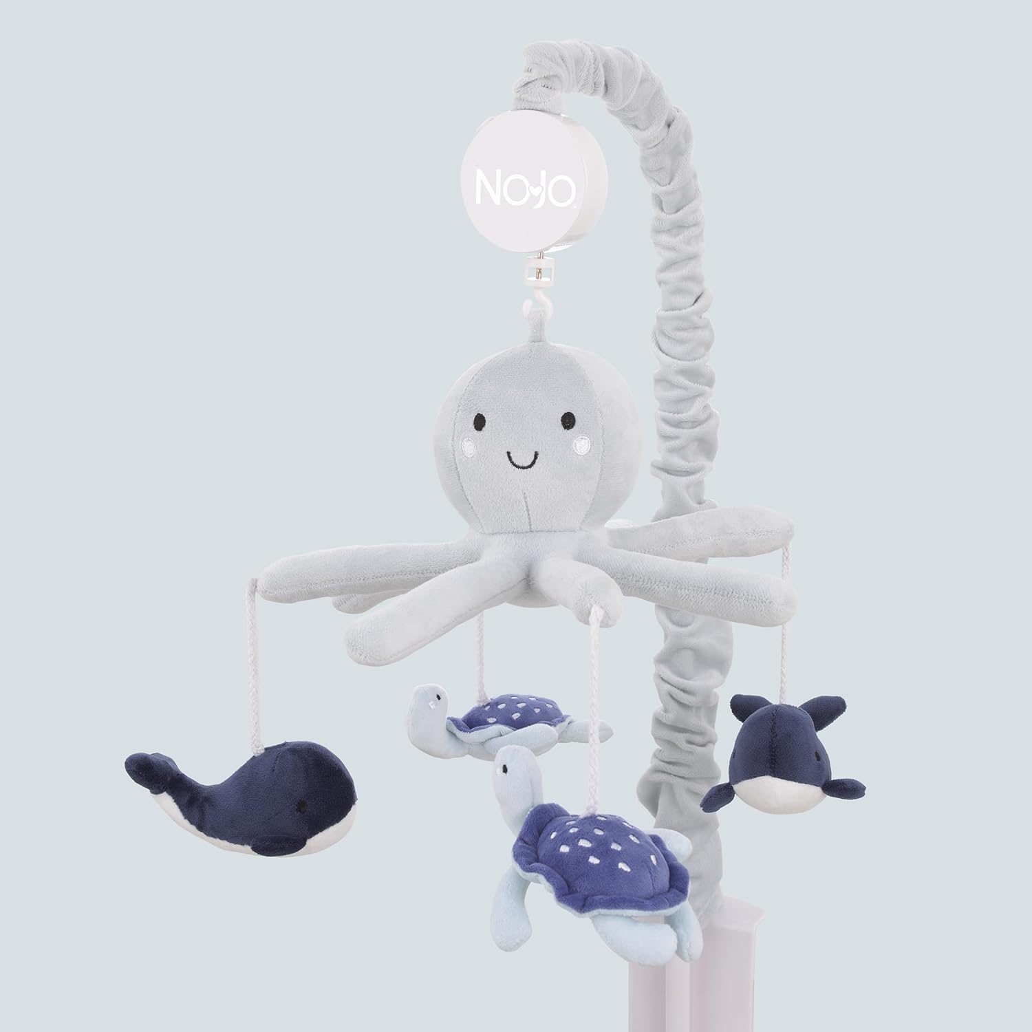NoJo Plush Octopus Gray and Navy Whales and Sea Turtles Musical Mobile