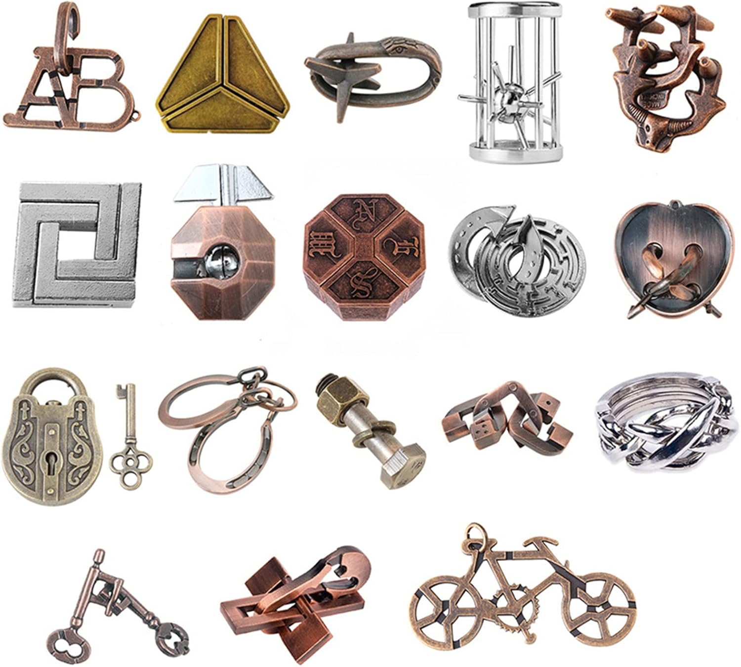 18 pcs IQ Test Puzzle Metal Wire Puzzles Mind Game Educational Toys High Difficulty Brain Teaser Puzzle Toy for Kids and Adults - Explore Creativity and Problem Solving. Gift Desk Puzzles