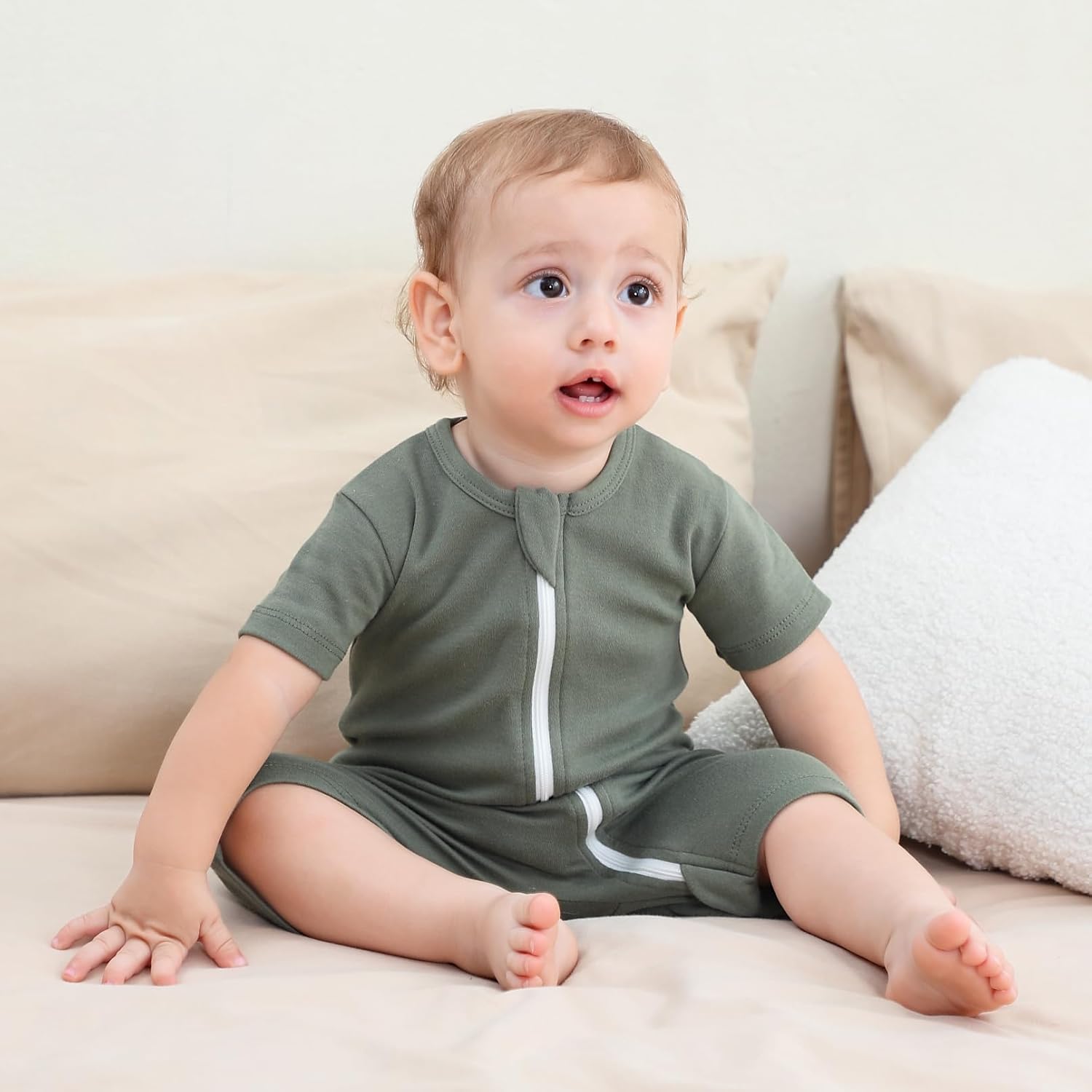 Owlivia Baby Short Sleeve Summer Romper Set, 2 Pack Tank Jumpsuit for Girls and Boys, Cartoon One Piece Coverall Outfit