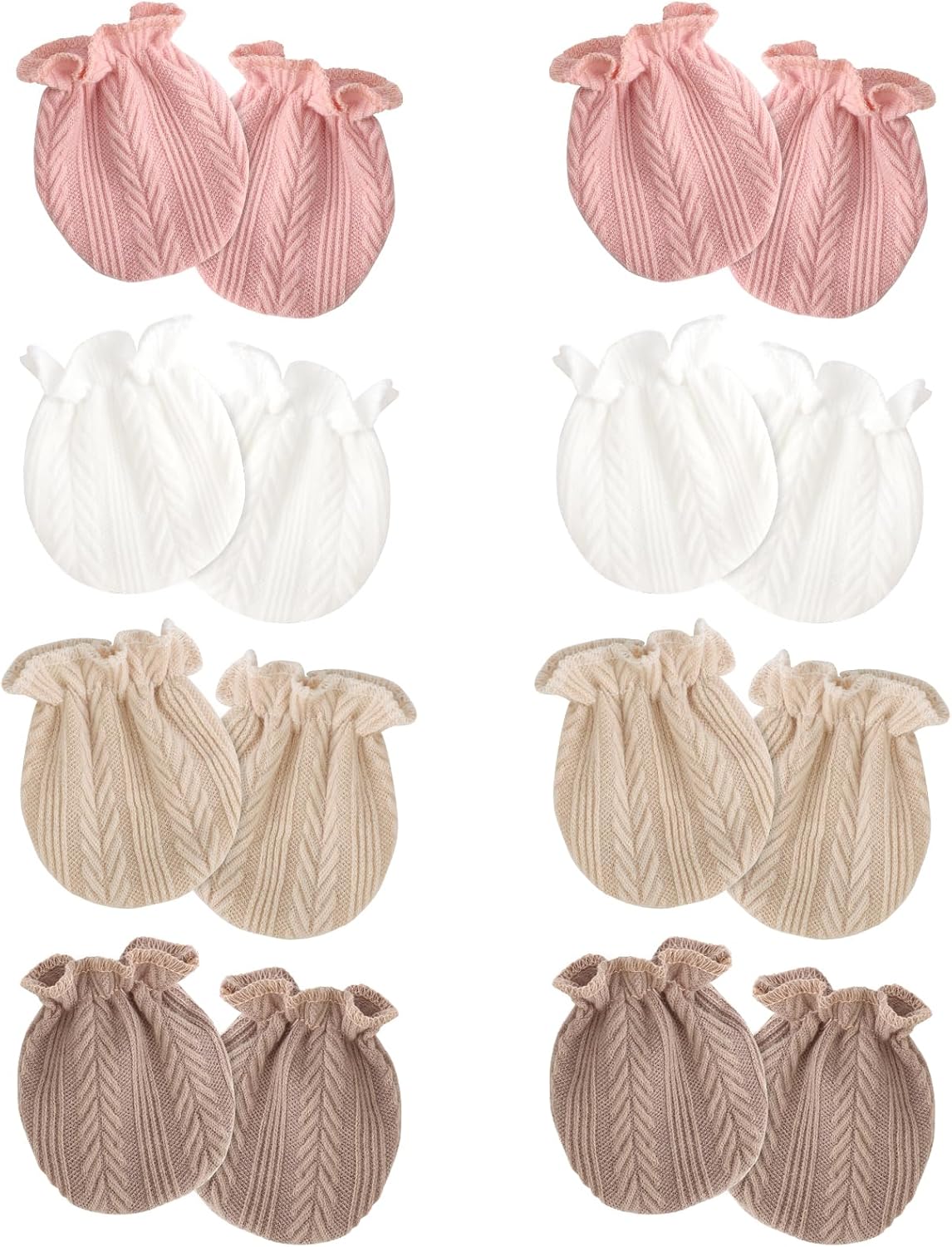 BQUBO Newborn Infant Toddler Mittens No Scratch Cotton Elastic Wrist Gloves Hypoallergenic for 0-6 Months Baby Boys Girls