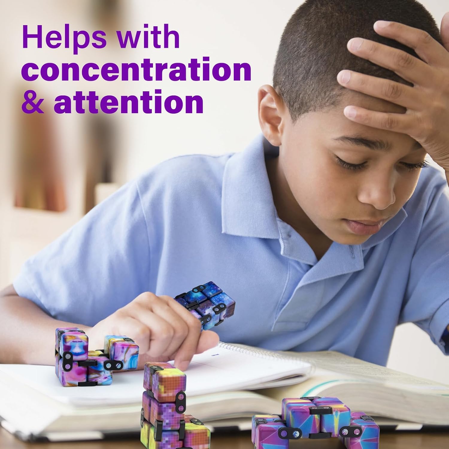 Infinitycube Fidget Toy Stress Relieving Fidgeting Game for Kids and Adults,Cute Pocket-sized Unique Gadget for Anxiety Relief and Kill Time (4, Colorful)