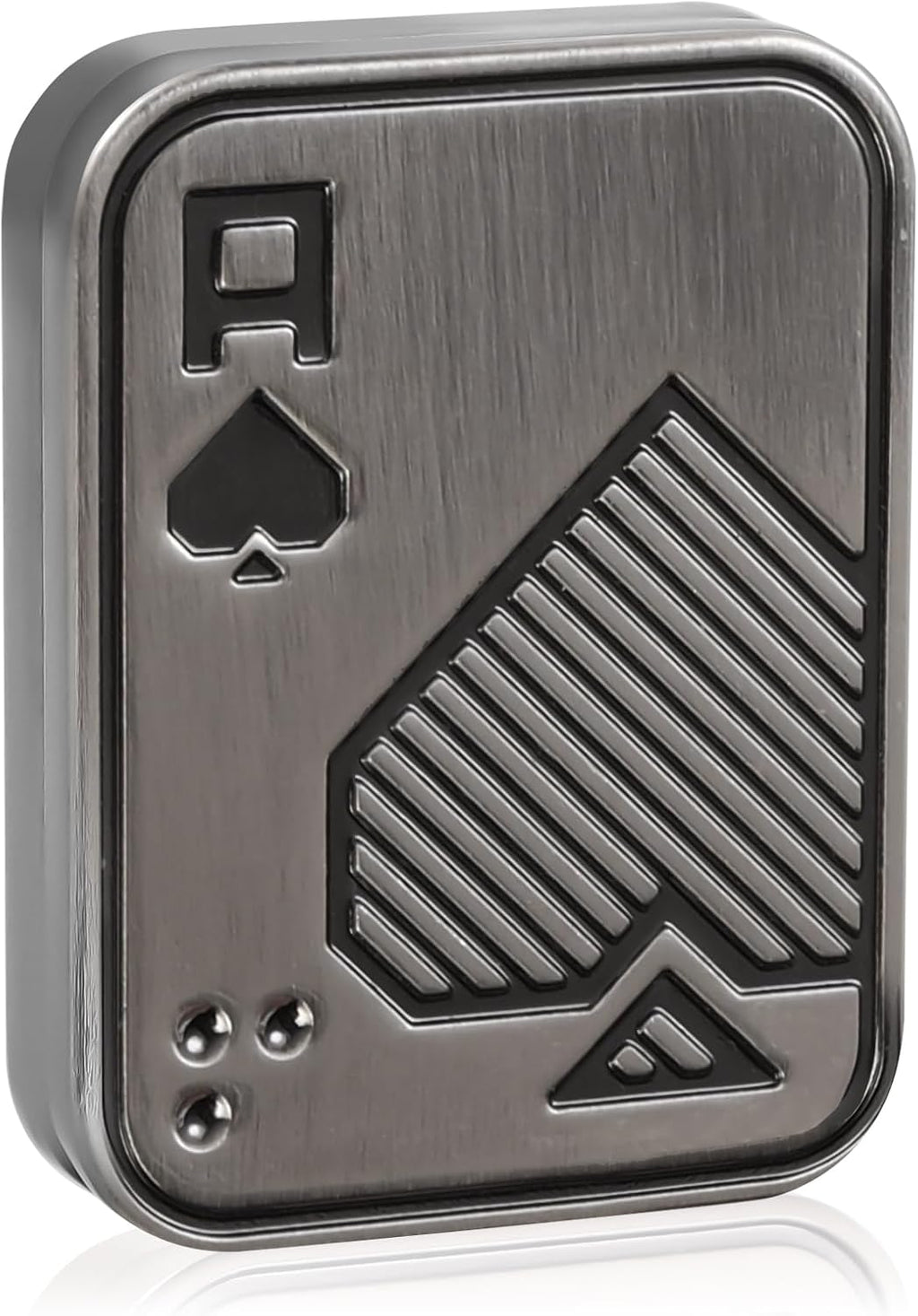 Fidget Slider, Metal Poker Push Card, Fidget Toy, Fidget Clicker for Adults, Relieve Stress, Gift for Boyfriend, Husband and Father (Silver A)