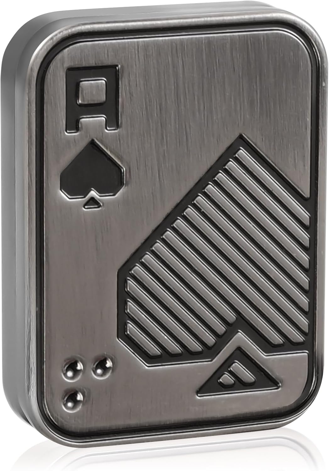 Fidget Slider, Metal Poker Push Card, Fidget Toy, Fidget Clicker for Adults, Relieve Stress, Gift for Boyfriend, Husband and Father (Silver A)