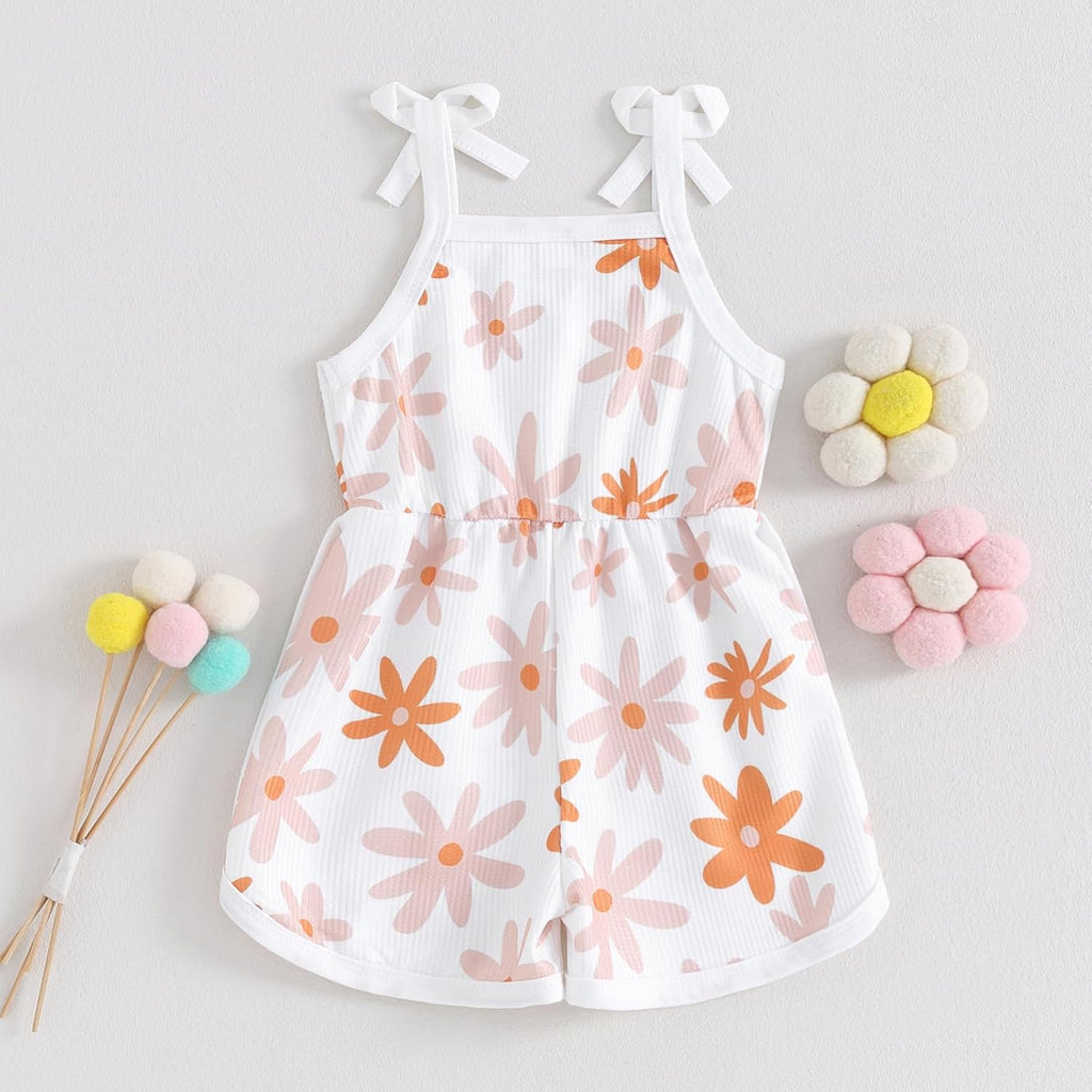 WZTYYDS Toddler Baby Girl Summer Clothes Floral Romper Tie-Up Strap Halter Jumpsuit Infant Summer Sling Playsuit 6M-3T