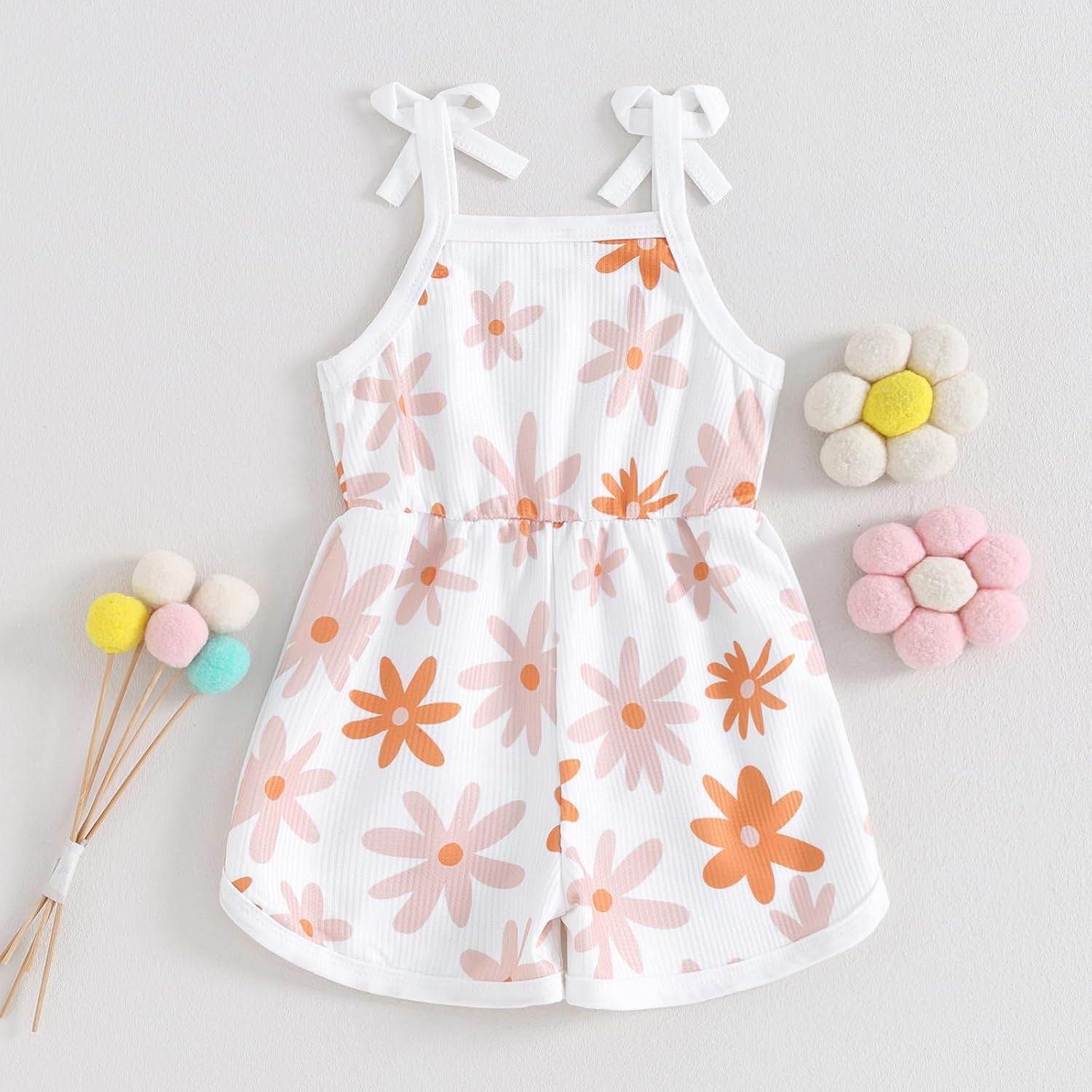 WZTYYDS Toddler Baby Girl Summer Clothes Floral Romper Tie-Up Strap Halter Jumpsuit Infant Summer Sling Playsuit 6M-3T