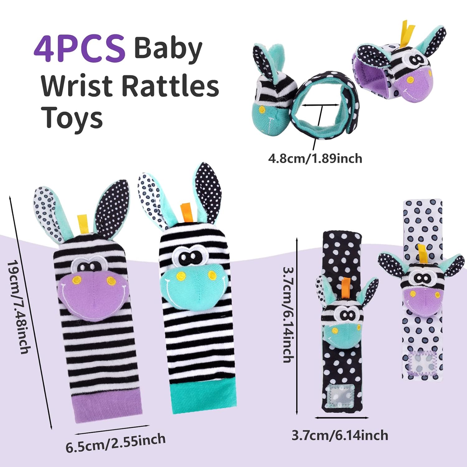 Wrist Rattles for Babies Rattle Socks Wrist Strap Rattles Set Cartoon Socks Cute Animal Baby Sensory Development Toys 1-3 Years Early Educational Toys for Toddlers Baby Shower Gifts
