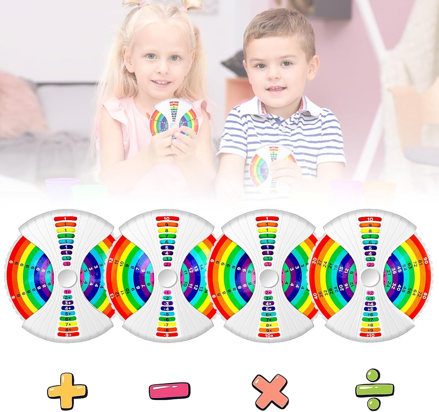 Math Fidget Spinners,Suitable People Learning Addition,Subtraction,Multiplication & Division Methods, Birthday Arithmetic Fidget Spinners Math Games for Kids 4 5 6 7 8-12