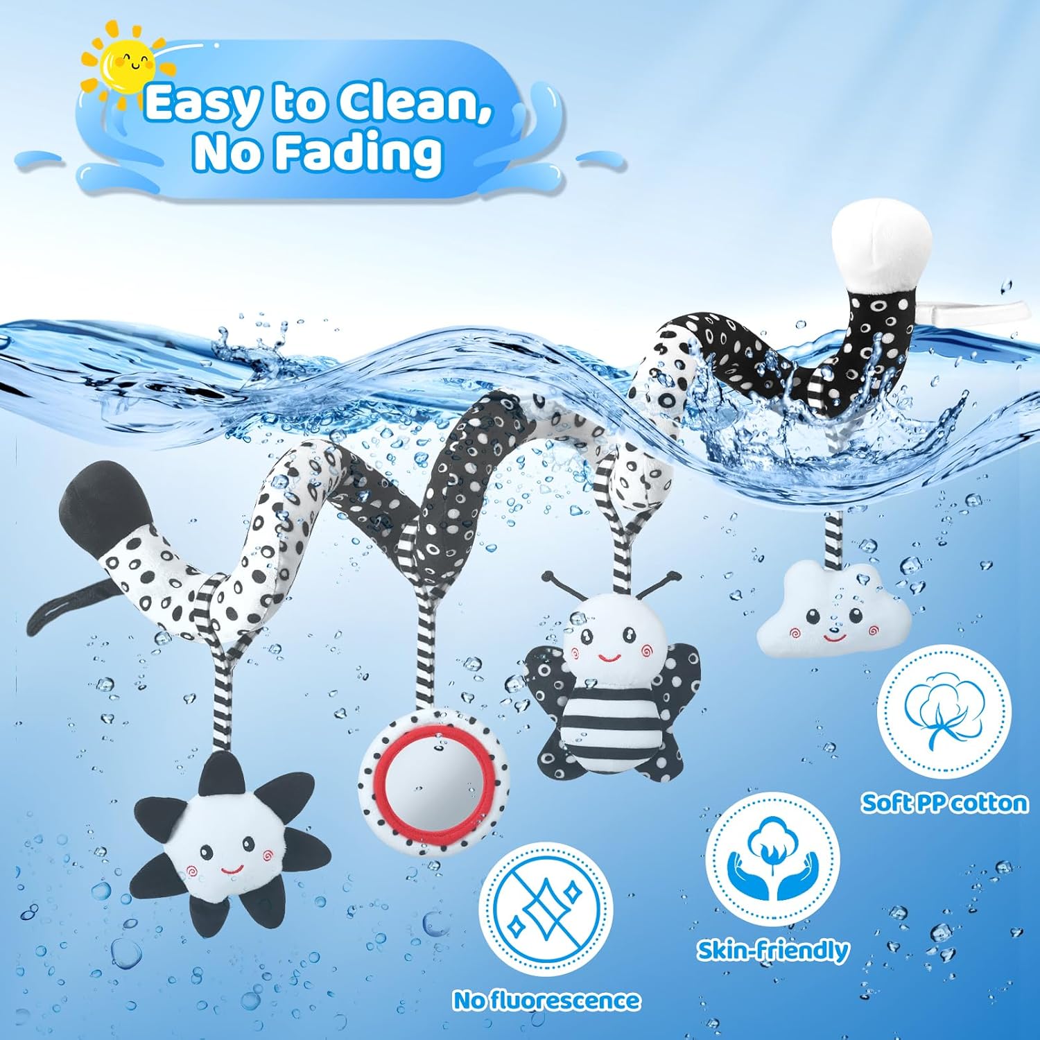 Car Seat Toys Hanging and Stroller Toys for Babies 0-6 Months，High Contrast Baby Toys for Newborn 0 3 Months Brain Development,Black and White Baby Toys for Crib Mobile，Infant Ideal Gift