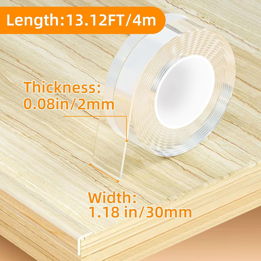 1.18 in x 13.12 FT,Clear Edge Protector Strip Sharp Edge Wrap Cover Tape,Self Adhesive Protective Bumper Guards for Cabinet Door Desk Glass Table Bed Furniture, Kitchen Countertop, Waterproof