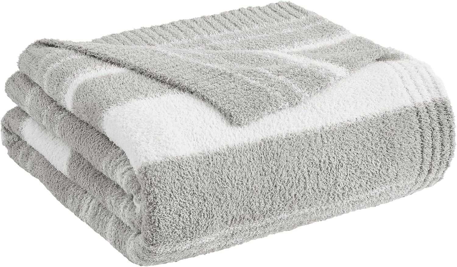 WRENGONGE Light Grey Throw Blanket, 50x70 Soft Cozy Striped Throw Blankets for Couch, Sofa, Bed, Travel, Lightweight Fluffy Warm Plush Decorative Blankets for Women, Men,Kids Gift