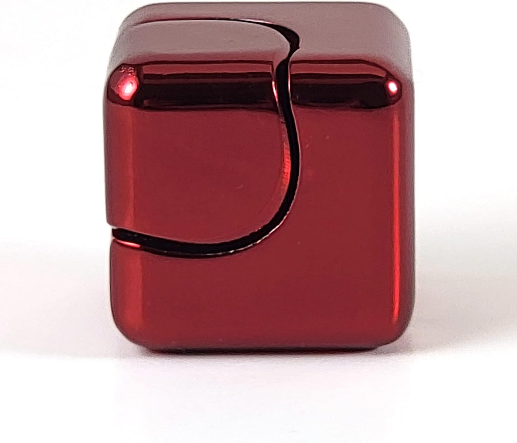 QUBI Cube Spinner 4-in-1 Spinning Toy– Helps with Anxiety, ADHD, Autism, Stress & Focus– Desktop EDC Fidgets Spinner Aluminum Alloy Build for Kids & Adults. Red.