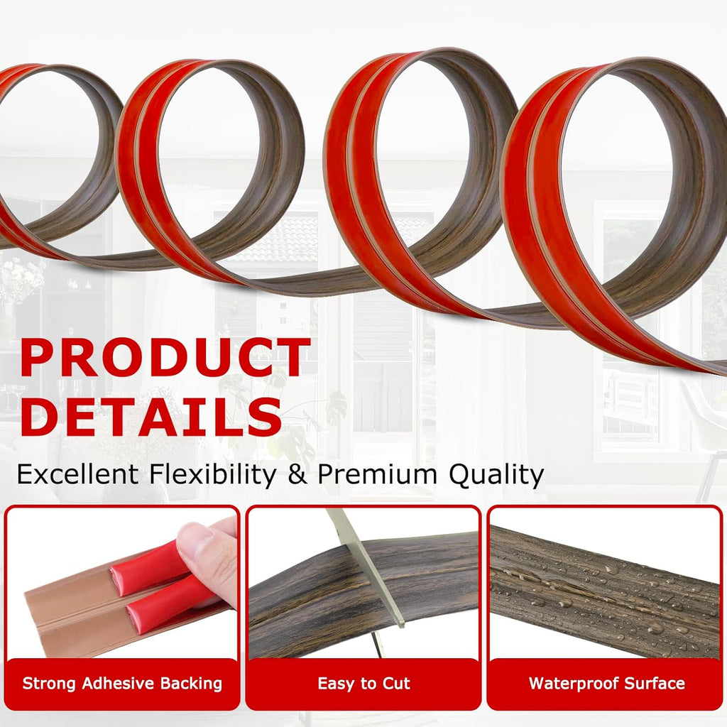 Flexible Wall Corner Protector Moulding Trim Peel and Stick Wall Corner Guards Edge Protector Self Adhesive Molding Trim Strip for Edge Ceiling (Smoked Brown Wood Grain, 1.6 in x 10 Ft)