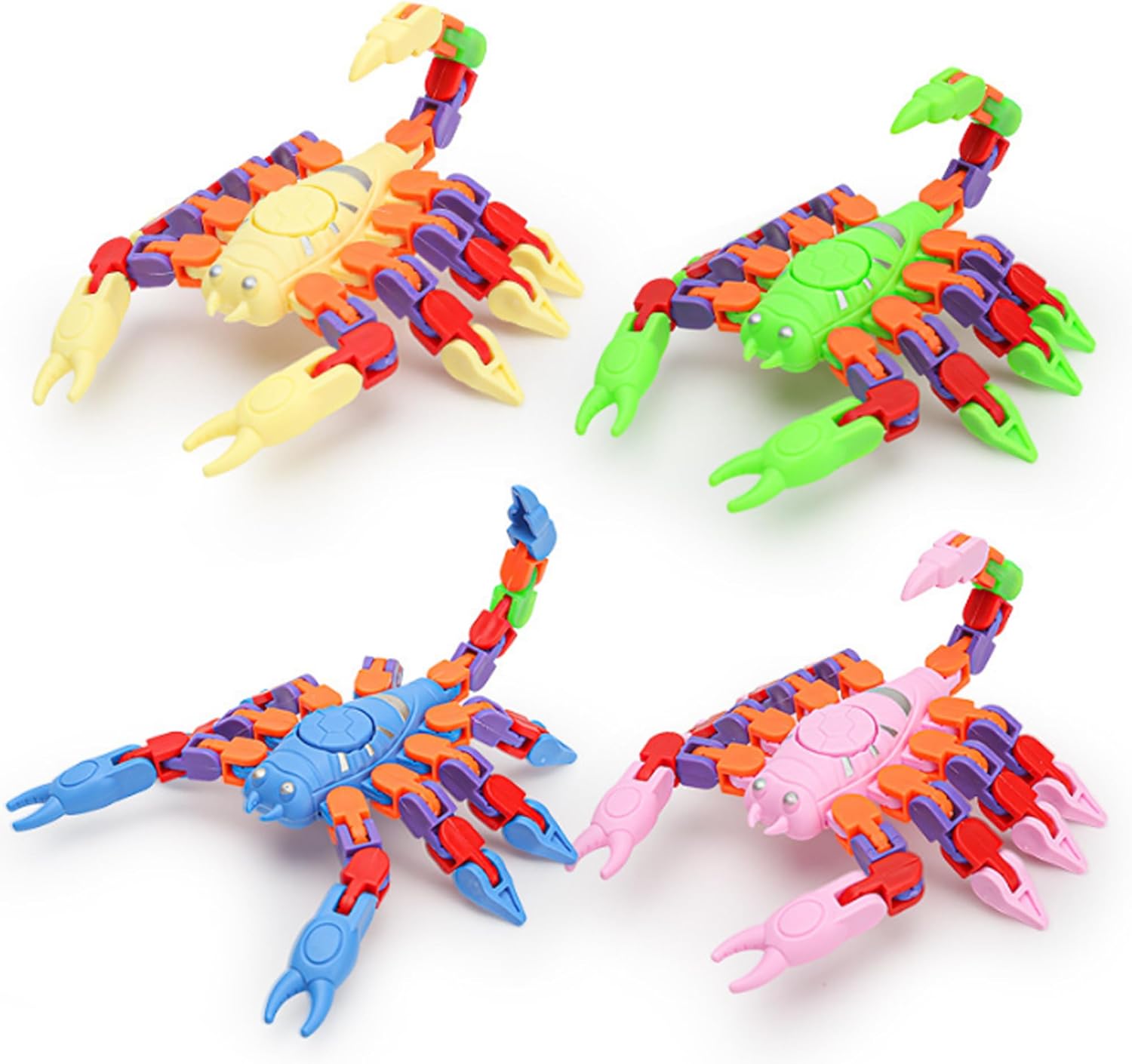 Scorpion Fidget Toy, Animals Fidget Toys for Kids, Wacky Tracks Fidget Toys for Toddlers, Transformable Fidget Toy for Kids with Autism, ADHD, EDC (Scorpion, 4 Pack)