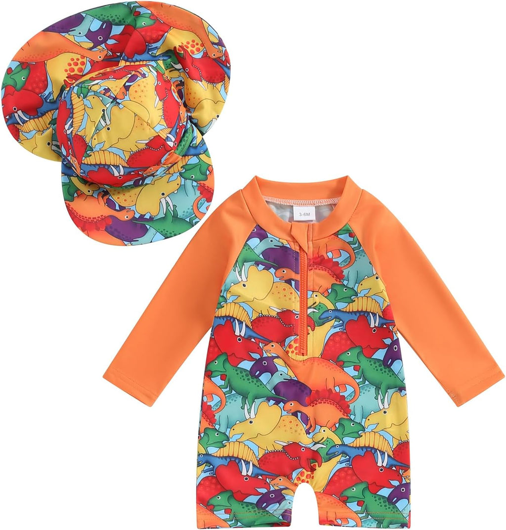 Hnyenmcko Baby/Toddler Boy Rash Guard Swimsuit Long Sleeve One Piece Zipper Swimwear Sunsuit Infant Bathing Suit Beachwear