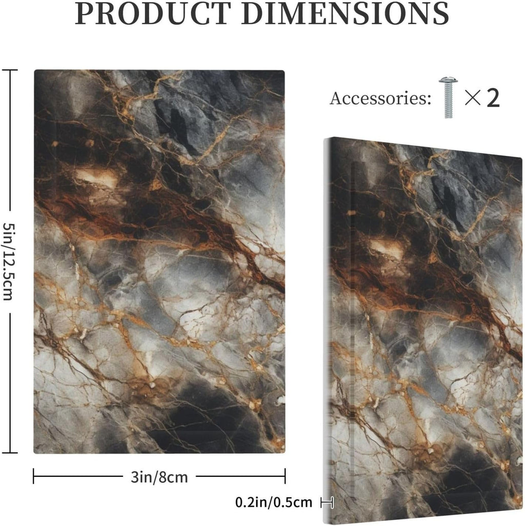 Brown Marble Granite Golden Lines Print Light Switch Cover Plate 1 Gang No Device Blank Electrical Wall Plates Faceplate Decorative Switch Plate for Bathroom Kitchen Decor
