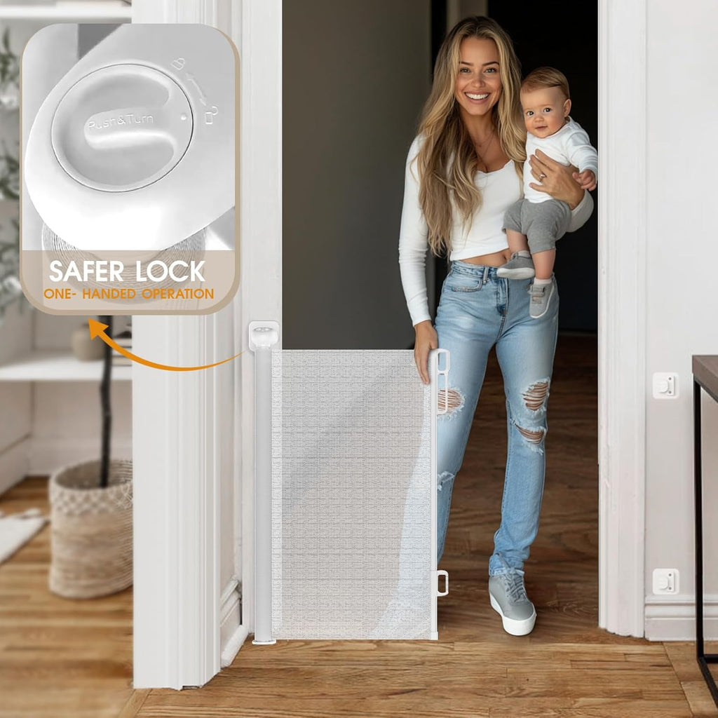 HOMEAL Retractable Baby Gate, Large Opening Retractable Mesh Gates for Baby and Pet, Extra Wide Indoor Outdoor Baby Gate for Stairs, Doorways, Hallways(Zoo,Width Up to 71")