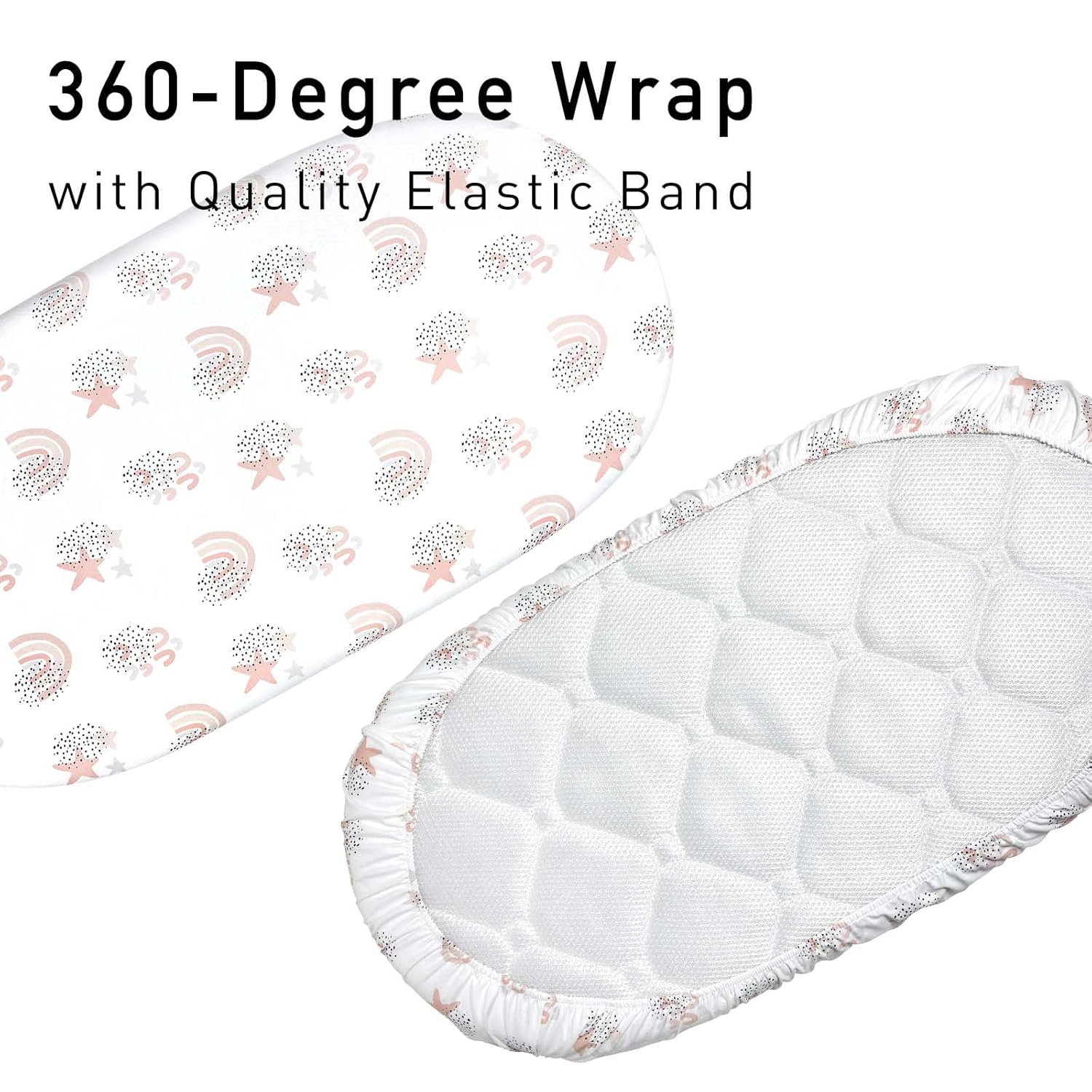 Gllquen Baby Bassinet Sheets 4 Pack, Breathable Cozy Fitted Mattress Sheet, Elastic Travel Crib Fashionable Pattern, Standard Cradle Safe Sheets for Baby Boys Girls 32"x16"(Rainbow)