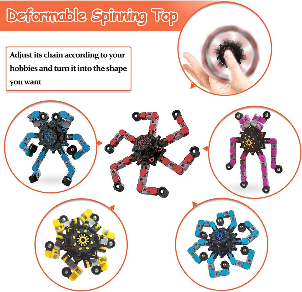16 Packs Funny Sensory Fidget Toys,Deformable Chain DIY Robot Spinners Fingertip Stress Relief Gyro Toy Birthday Gifts Goodie Bag Easter Basket Stuffers Classroom Prizes Party Favors for Kids Adults