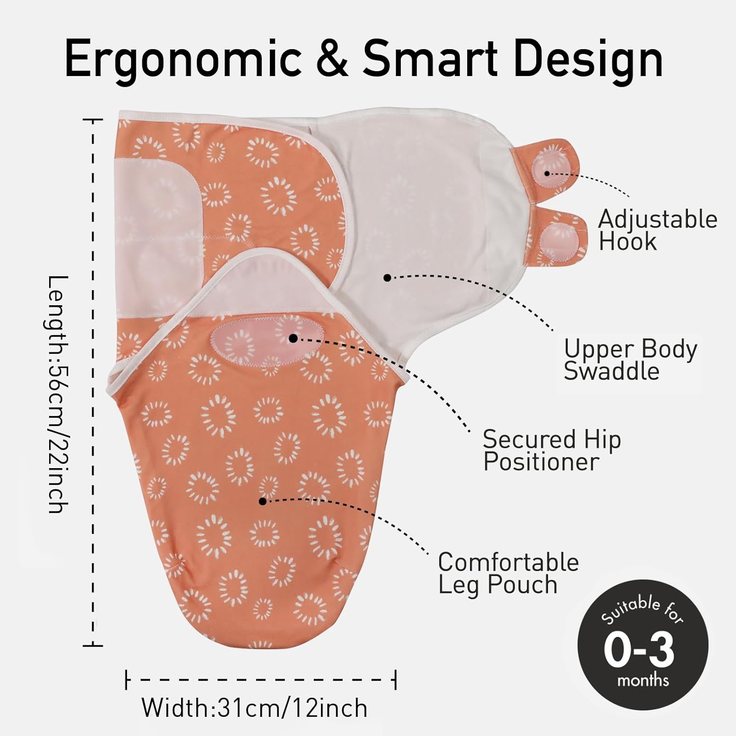 GLLQUEN BABY Swaddles for Newborn - 3 Pack Swaddle 0-3 Months, for Newborn Baby Boys and Girls, Soft Swaddle Blanket Wrap, Easy Change, Rainbow & Wave