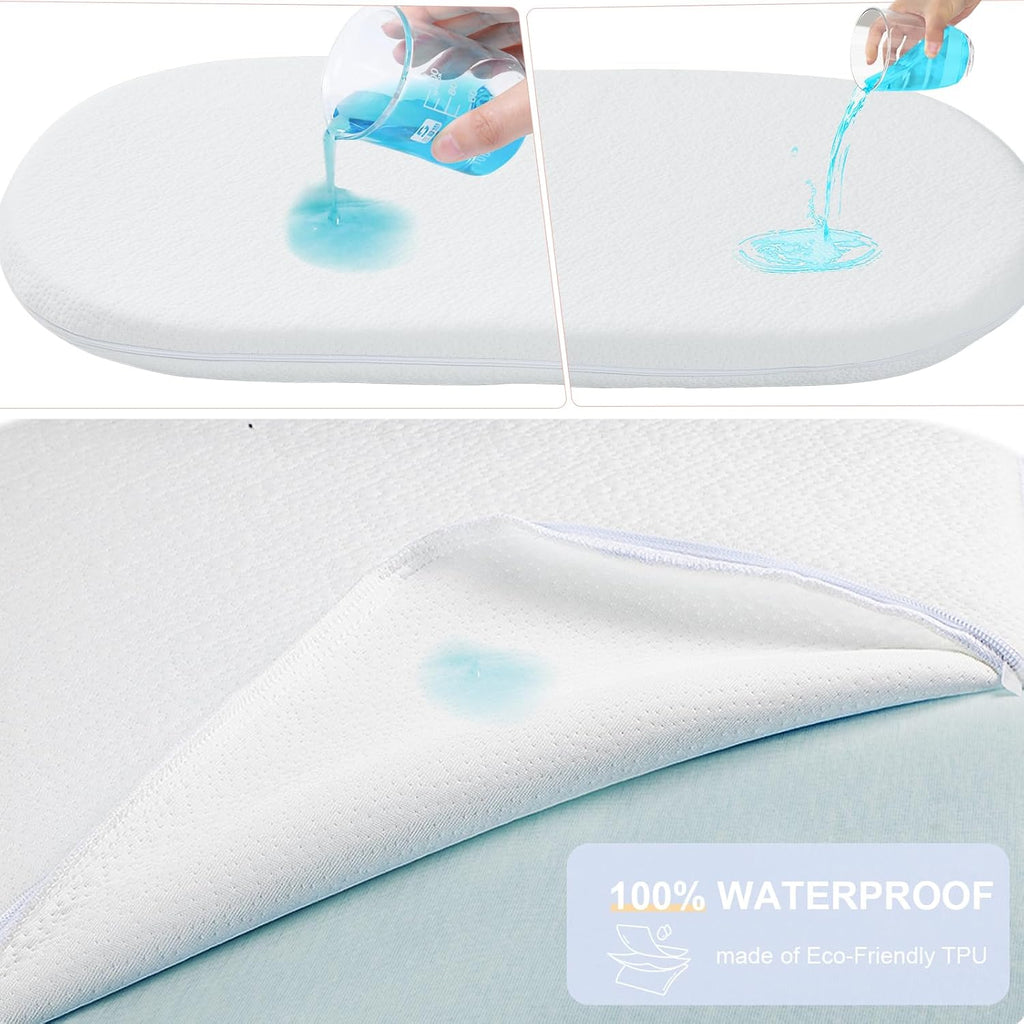 NeoBorn Baby Bassinet Mattress Pad, 30" x 15" Dual Sided Comfort Gel Memory Foam Mattress with Removable Breathable Soft Tencel Cover Fit for Dream On Me Lacy/Snoo/Moses Basket Baby Bassinet